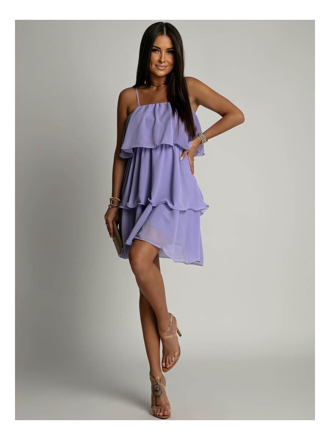 Summer dress with ruffles, lilac 5062